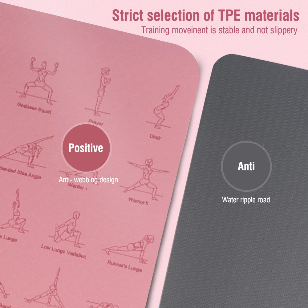 TPE Yoga Mat 183cm*57cm Eco-friendly Non-Slip Sports Fitness Mat For Exercise Yoga And Pilates Gymnastics Mat Fitness Equipment
