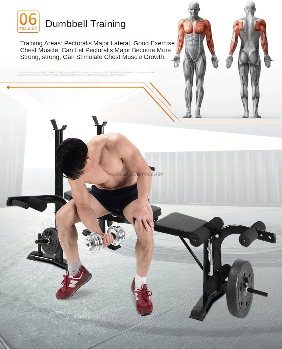 Multifunctional Dumbbell Training Fitness Equipment, Weight Bench Press, Squat Rack, Barbell Bench Press