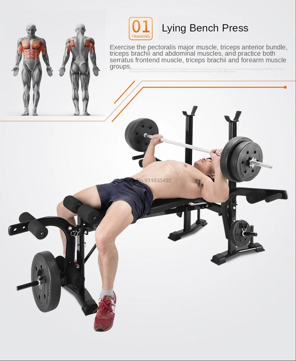 Multifunctional Dumbbell Training Fitness Equipment, Weight Bench Press, Squat Rack, Barbell Bench Press