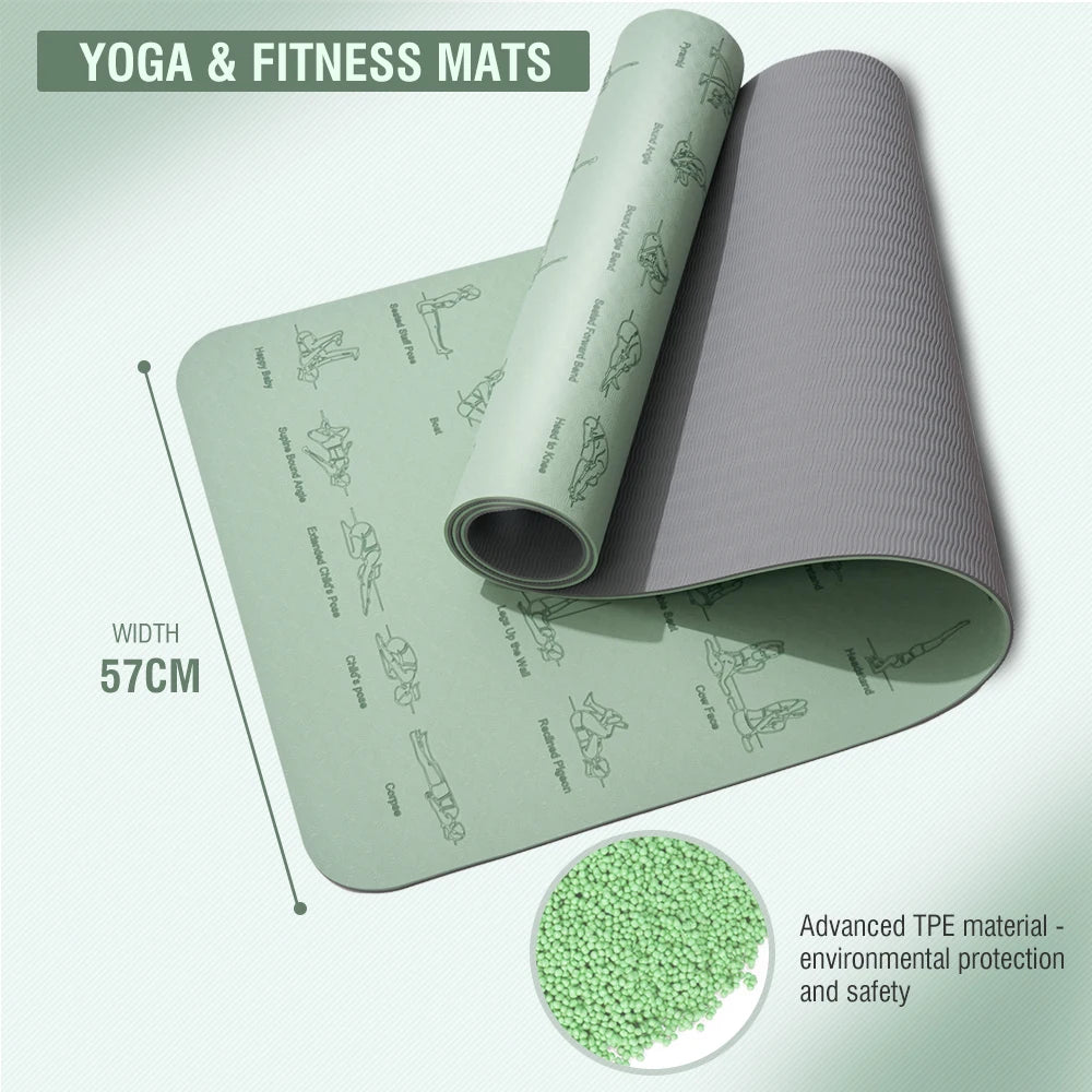 TPE Yoga Mat 183cm*57cm Eco-friendly Non-Slip Sports Fitness Mat For Exercise Yoga And Pilates Gymnastics Mat Fitness Equipment
