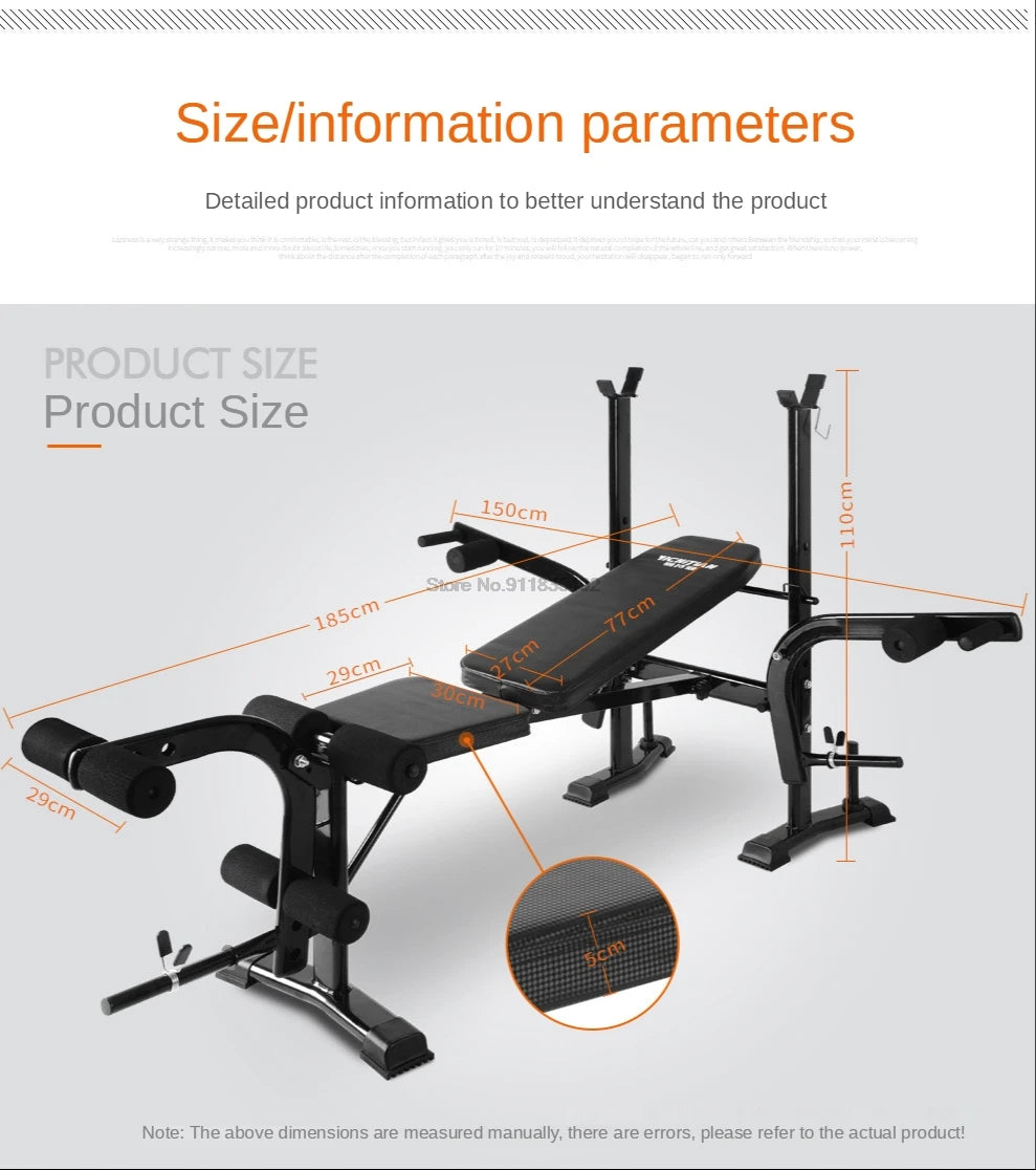 Multifunctional Dumbbell Training Fitness Equipment, Weight Bench Press, Squat Rack, Barbell Bench Press