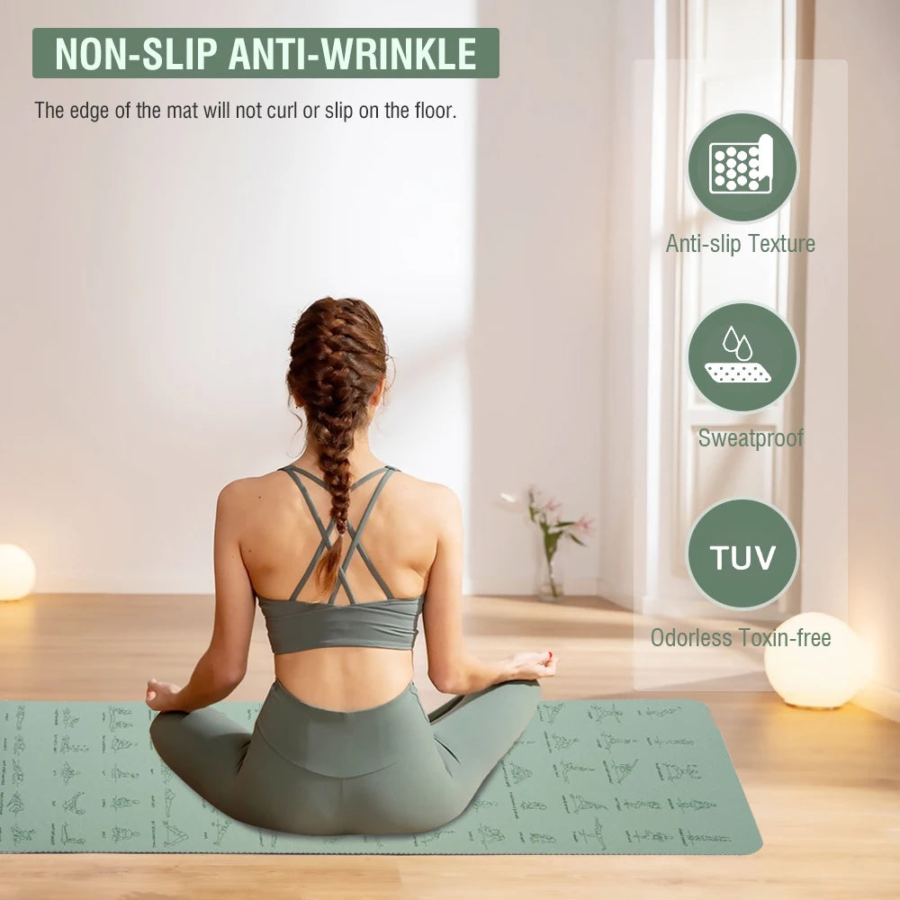 TPE Yoga Mat 183cm*57cm Eco-friendly Non-Slip Sports Fitness Mat For Exercise Yoga And Pilates Gymnastics Mat Fitness Equipment