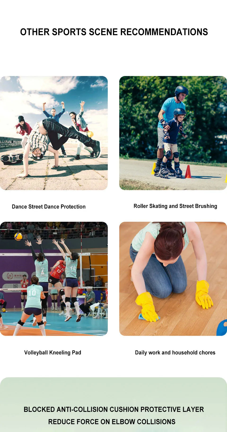 AOLIKES 1 Pair Foam Elbow Pads Anti-collision Sports Roller Skating Anti-fall Volleyball Riding Street Dance Elbow Protector