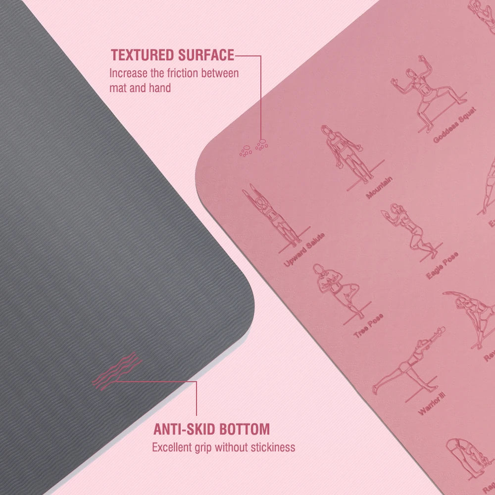 TPE Yoga Mat 183cm*57cm Eco-friendly Non-Slip Sports Fitness Mat For Exercise Yoga And Pilates Gymnastics Mat Fitness Equipment