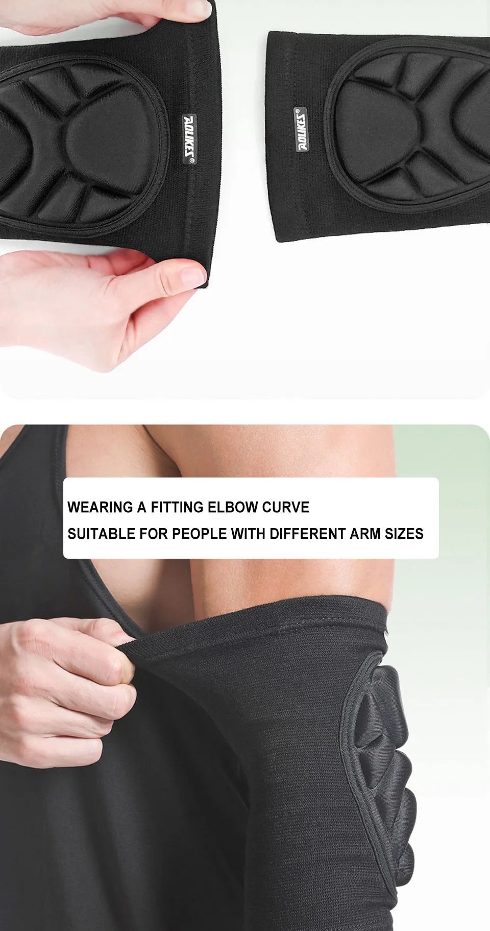 AOLIKES 1 Pair Foam Elbow Pads Anti-collision Sports Roller Skating Anti-fall Volleyball Riding Street Dance Elbow Protector