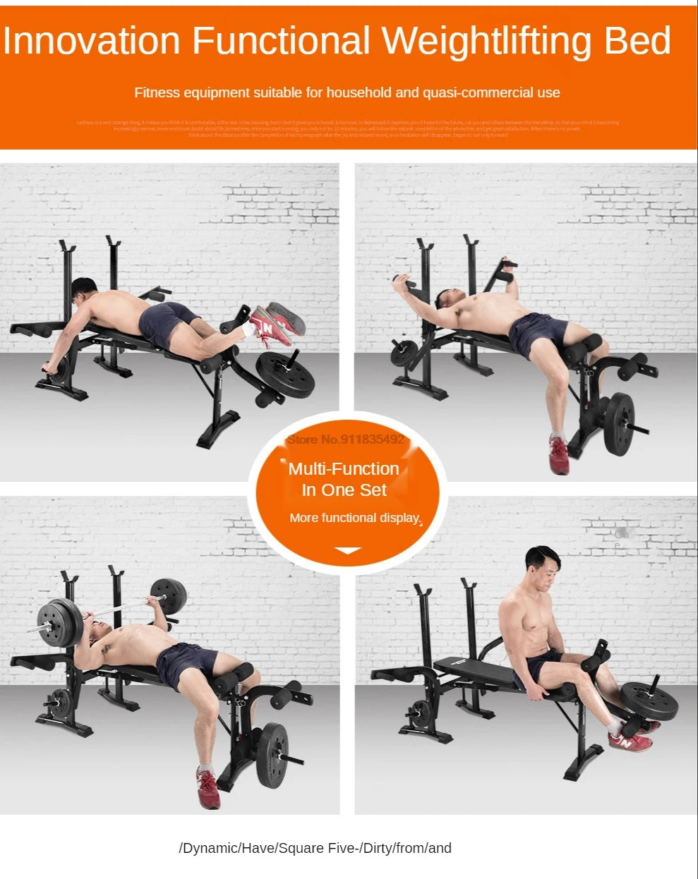 Multifunctional Dumbbell Training Fitness Equipment, Weight Bench Press, Squat Rack, Barbell Bench Press