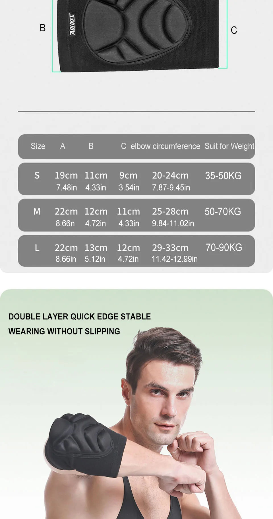 AOLIKES 1 Pair Foam Elbow Pads Anti-collision Sports Roller Skating Anti-fall Volleyball Riding Street Dance Elbow Protector