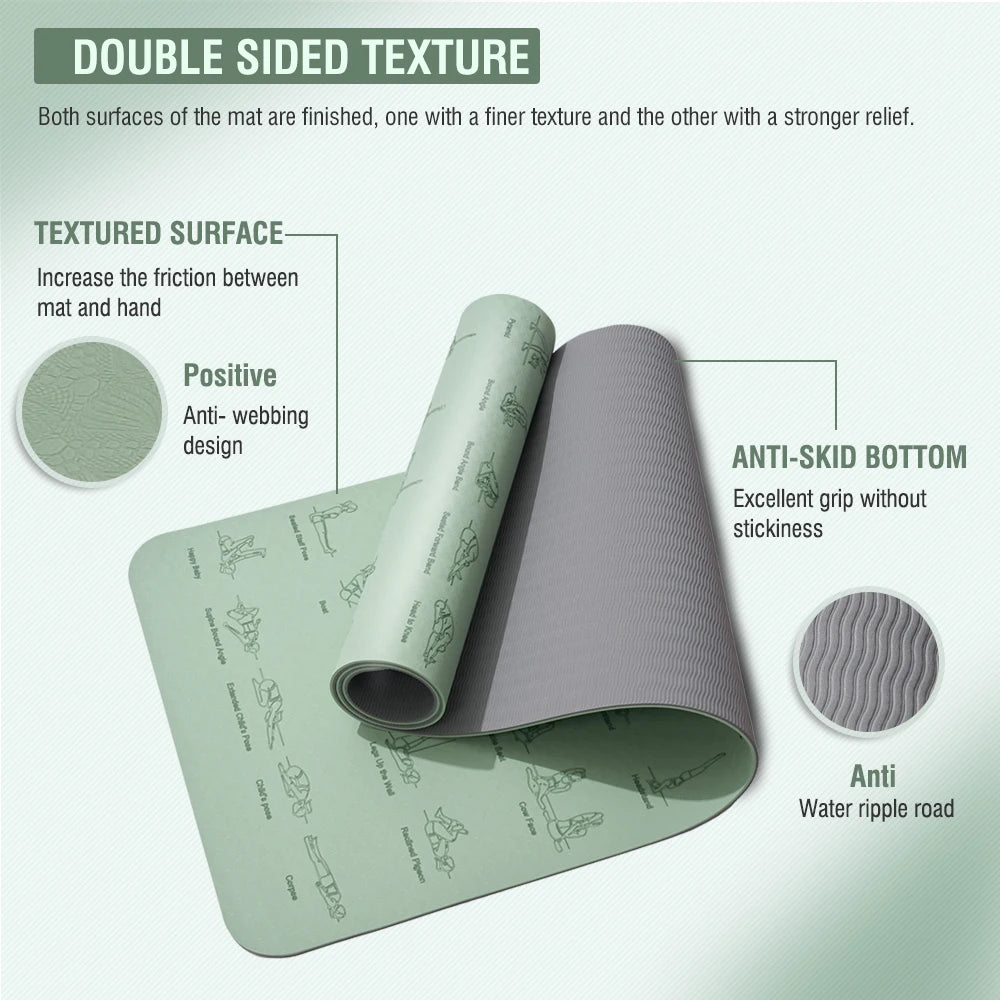 TPE Yoga Mat 183cm*57cm Eco-friendly Non-Slip Sports Fitness Mat For Exercise Yoga And Pilates Gymnastics Mat Fitness Equipment