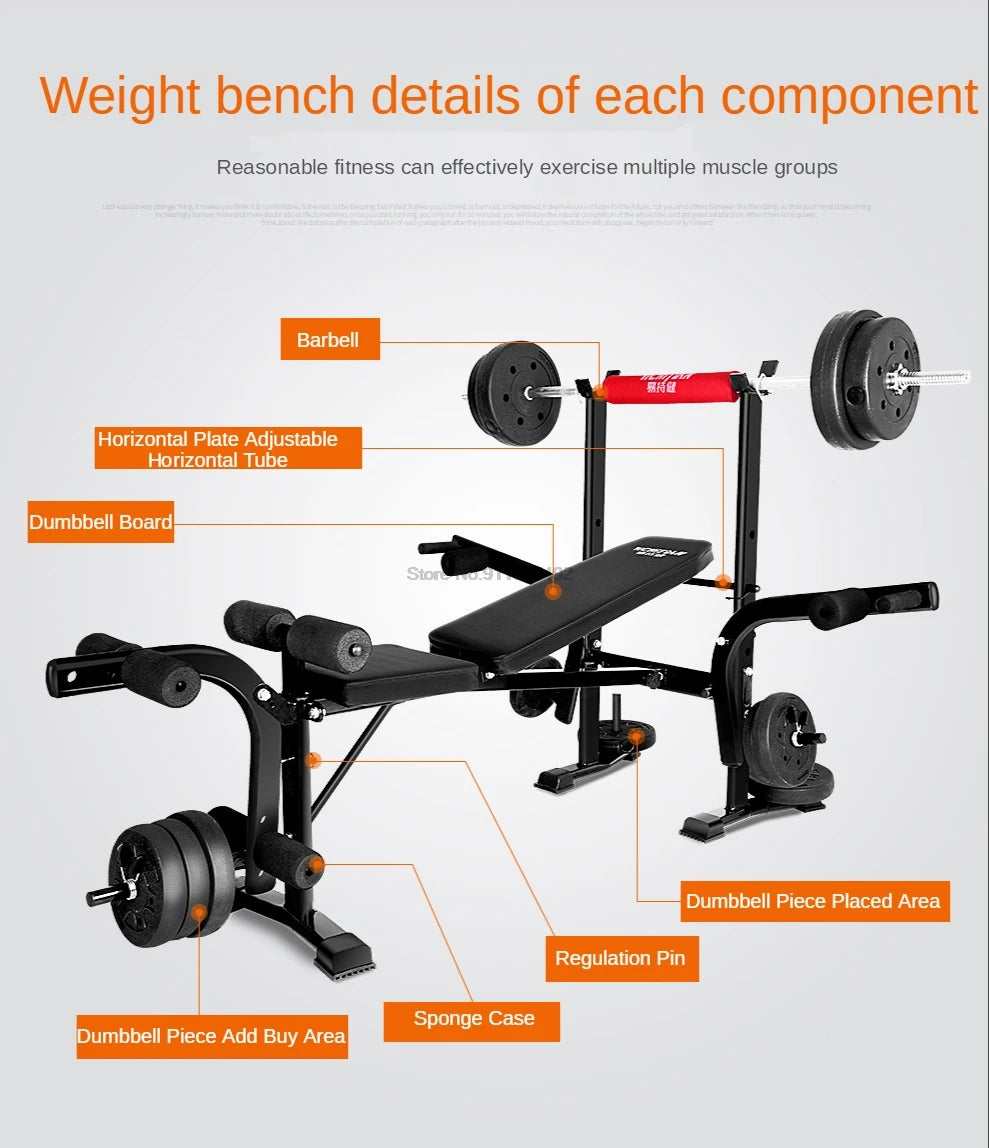 Multifunctional Dumbbell Training Fitness Equipment, Weight Bench Press, Squat Rack, Barbell Bench Press