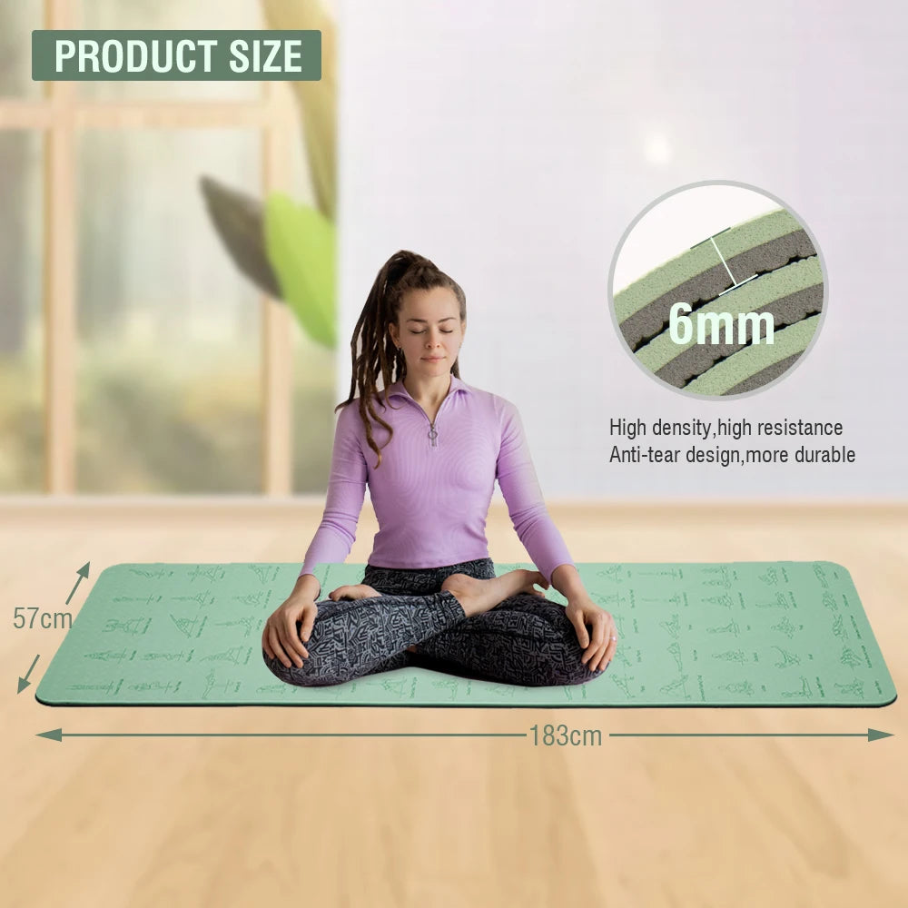 TPE Yoga Mat 183cm*57cm Eco-friendly Non-Slip Sports Fitness Mat For Exercise Yoga And Pilates Gymnastics Mat Fitness Equipment