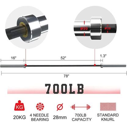 7ft 5ft  Barbell Weightlifting Barbell for 2 Inch Weight Plates ( 400lb/700lb )